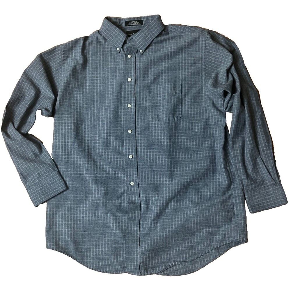 Croft & Barrow Button Down Oxford Shirt 17 36 Blue Long Sleeve Wrinkle Resistant